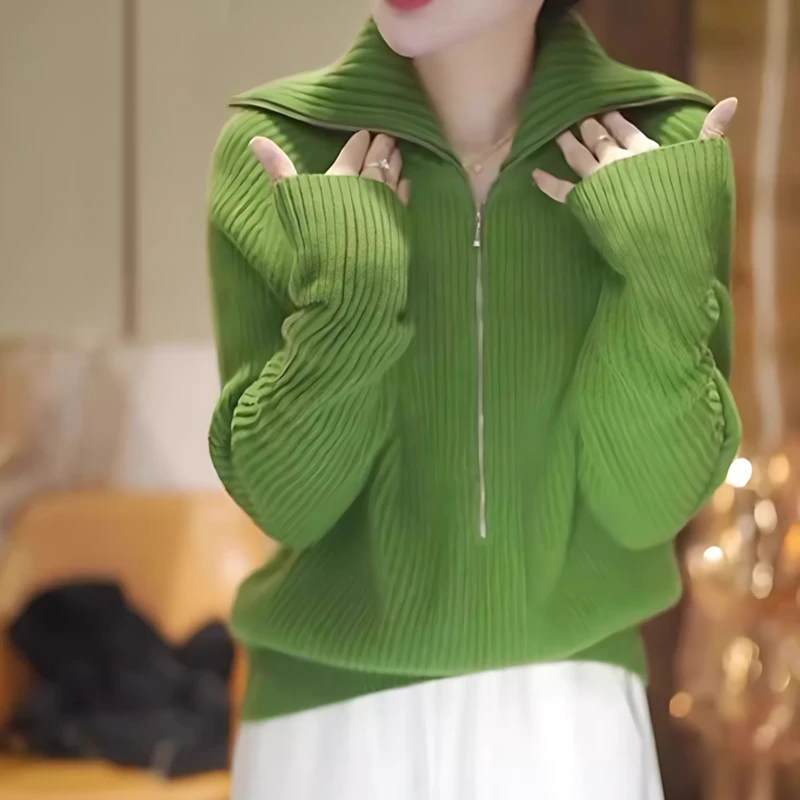 洋气过年衣服绿色显白慵懒版上衣内搭女秋冬可外穿高级感针织毛衣