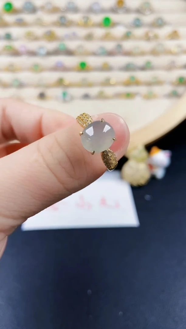 翡翠戒指银S925镶嵌12389