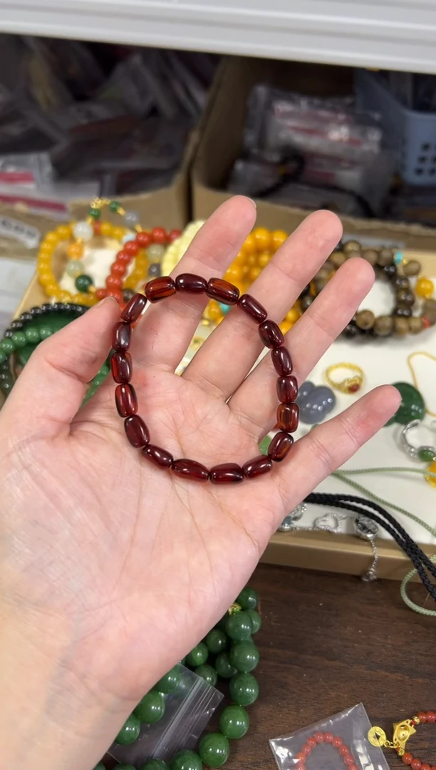 手链血珀未镶嵌琥珀血珀随行枣珠素圈手链[27]