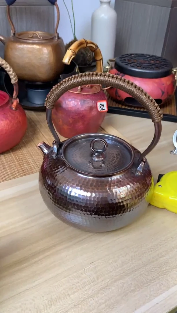紫铜做旧北村圆环提梁壶