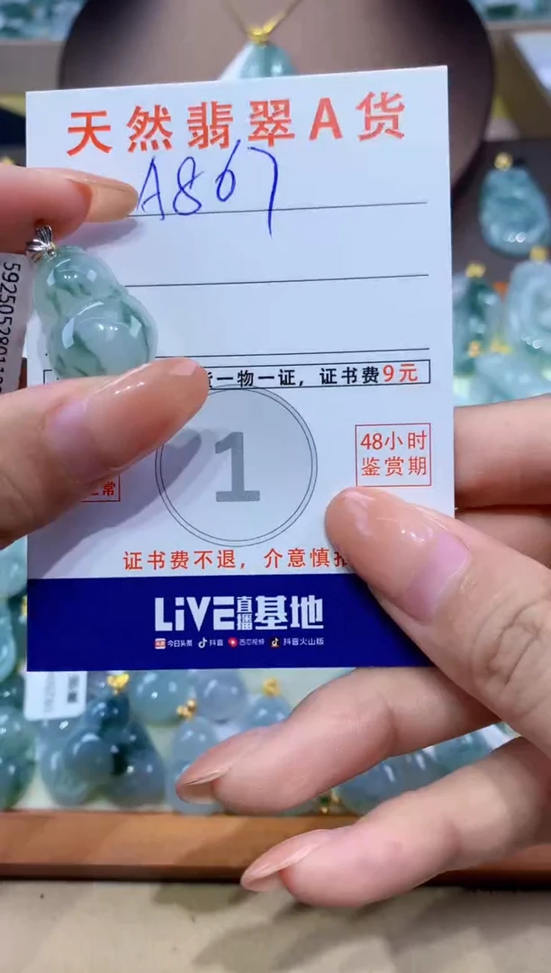翡翠18K金镶嵌颈饰天然翡翠A货挂件