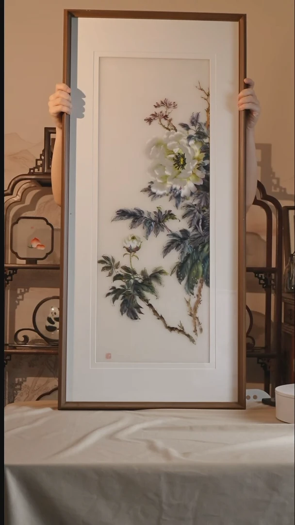 刺绣天香富贵图单面绣挂画