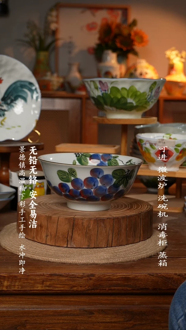 瓷 景德镇高温瓷釉下彩手绘陶瓷