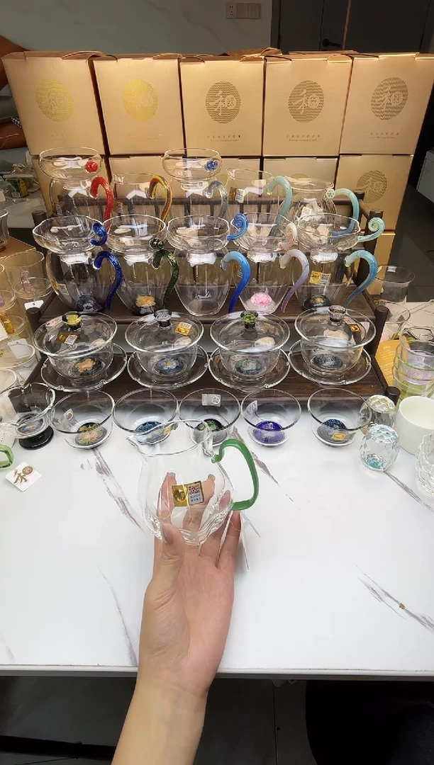 手工艺品玻璃禾器 颂妍茶海 翡翠玉