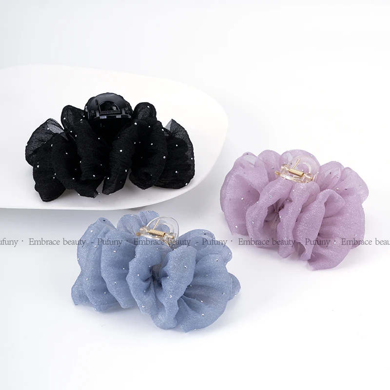 云朵满天星泡泡显发量发夹高级感鲨鱼夹后脑勺蝴蝶结抓夹