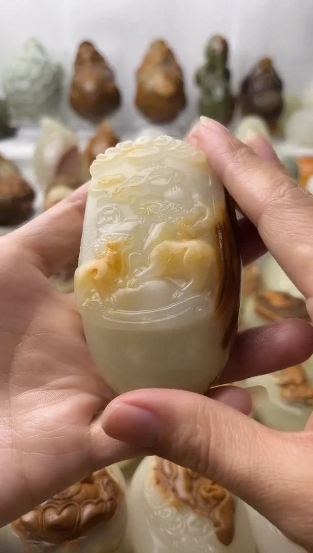 石材古青石棉纹正常不退换三羊开泰微瑕