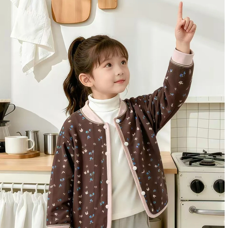 儿童冬季棉花内胆卡通动漫A类休闲风棉袄棉服春秋秋冬女童印花