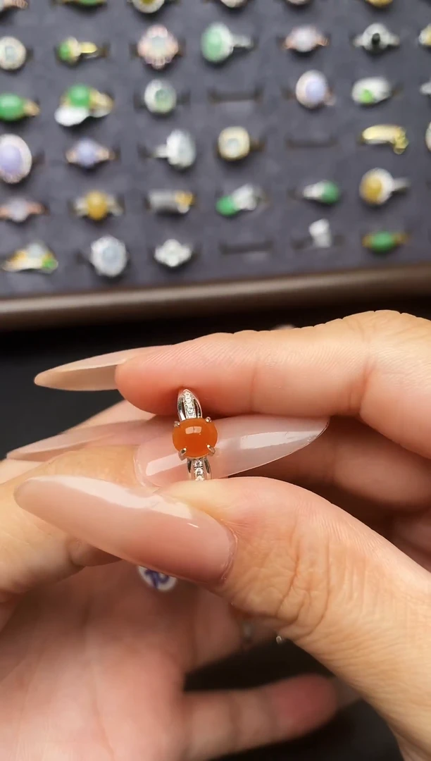 银S925镶嵌戒指翡翠天然翡翠A货333   1-