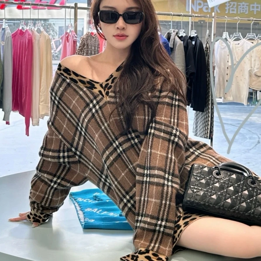 未使用 BURBERRY/博柏利 格纹V领套头长袖针织衫