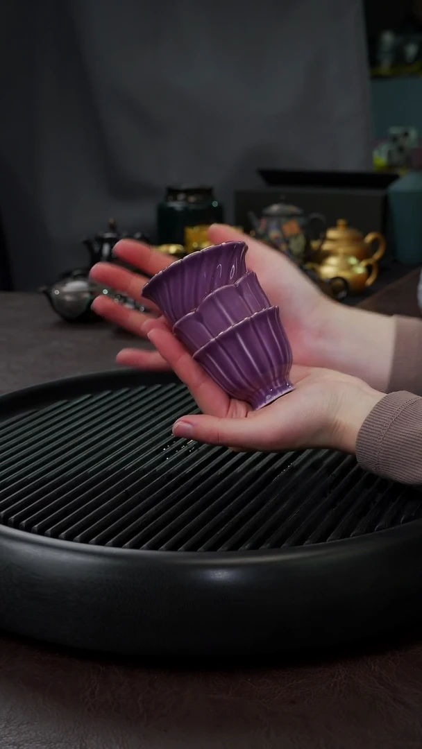 【闪购商品】杯【宜景窑紫罗兰鎏金】3只套组