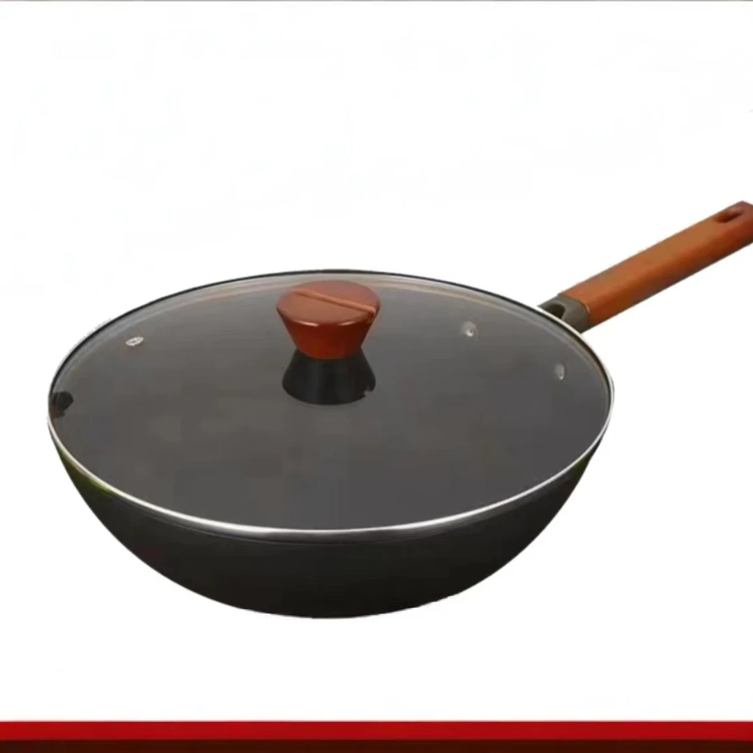 F297炒锅无涂层炒锅不粘锅家用炒菜锅免开锅炒锅电磁燃气灶通用