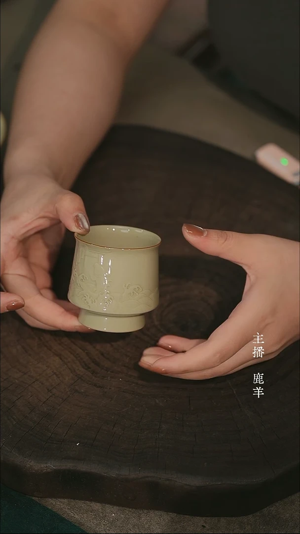 四**?鱼跃龙门单杯定窑两才盖碗-羊