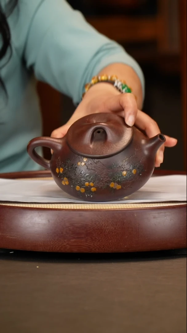 紫砂茶壶【时顺华】大彬金砂景舟石瓢 350CC