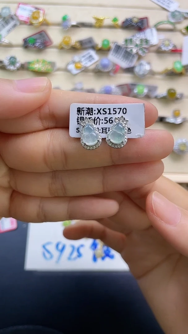 银S925镶嵌戒指翡翠翡翠 蛋面 银S925镶嵌