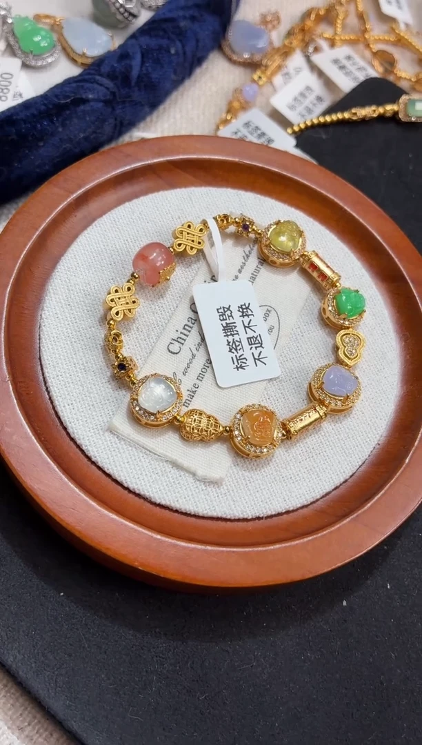吊坠(不含链)银S925镶嵌翡翠手串