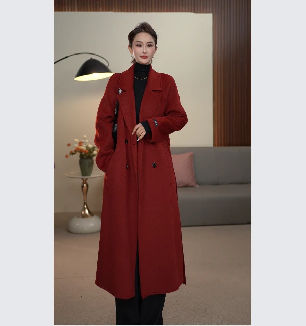 新款秋冬羊毛大衣韩版时尚双面羊毛大衣女中长气质款毛呢外套6800