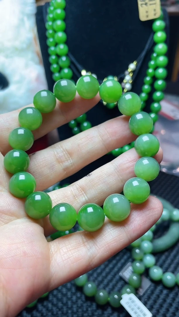 项链未镶嵌和田玉和田玉碧玉手串12mm5