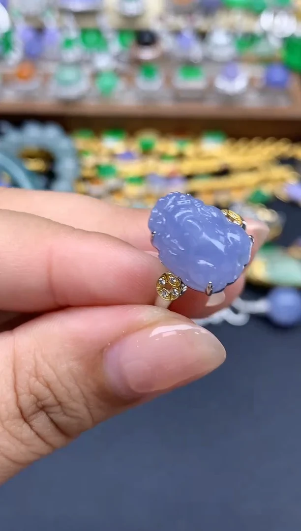 翡翠戒指18K金镶嵌581-春日珠宝