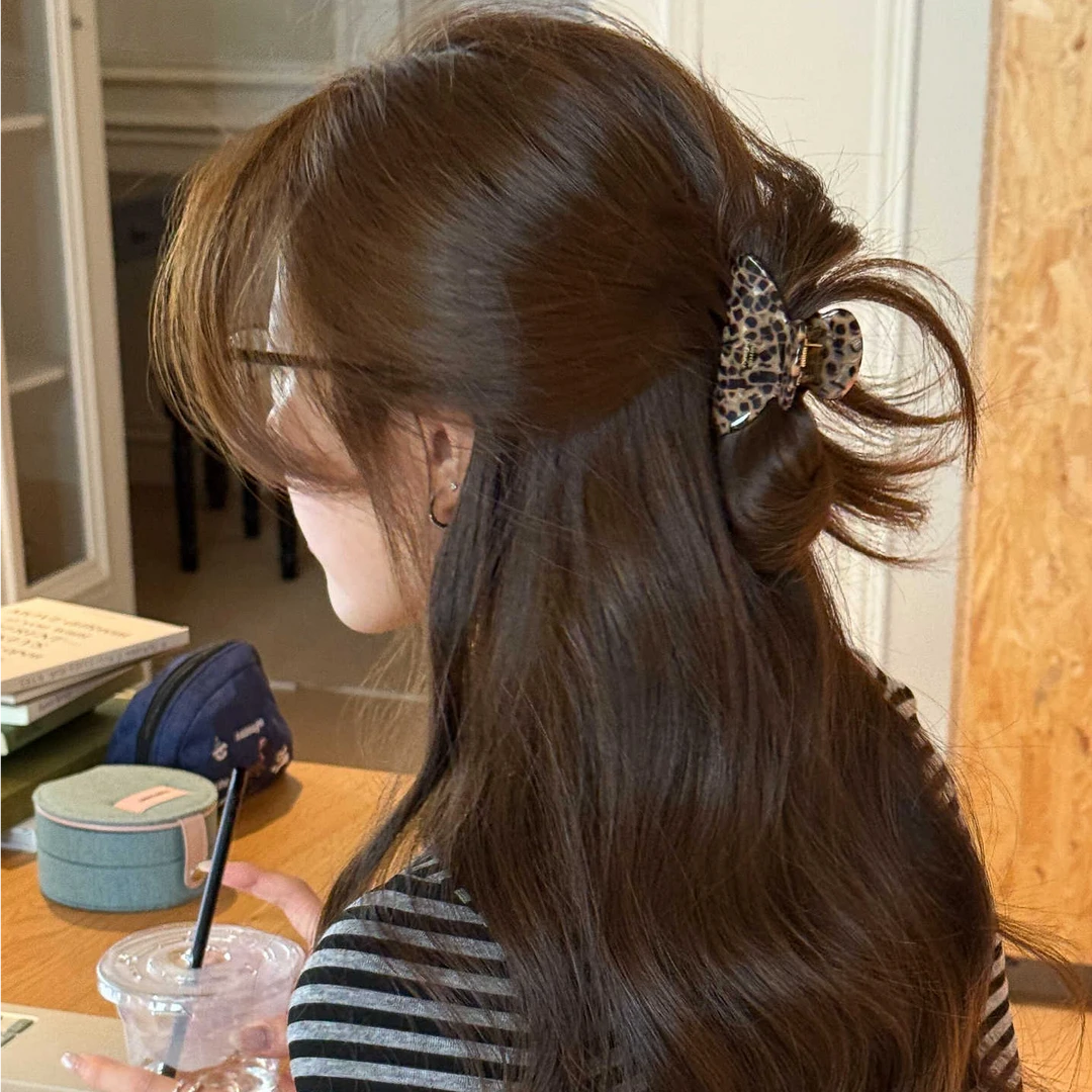 韩版复古豹纹醋酸抓夹时尚高级感百搭气质港风中号几何鲨鱼夹头饰