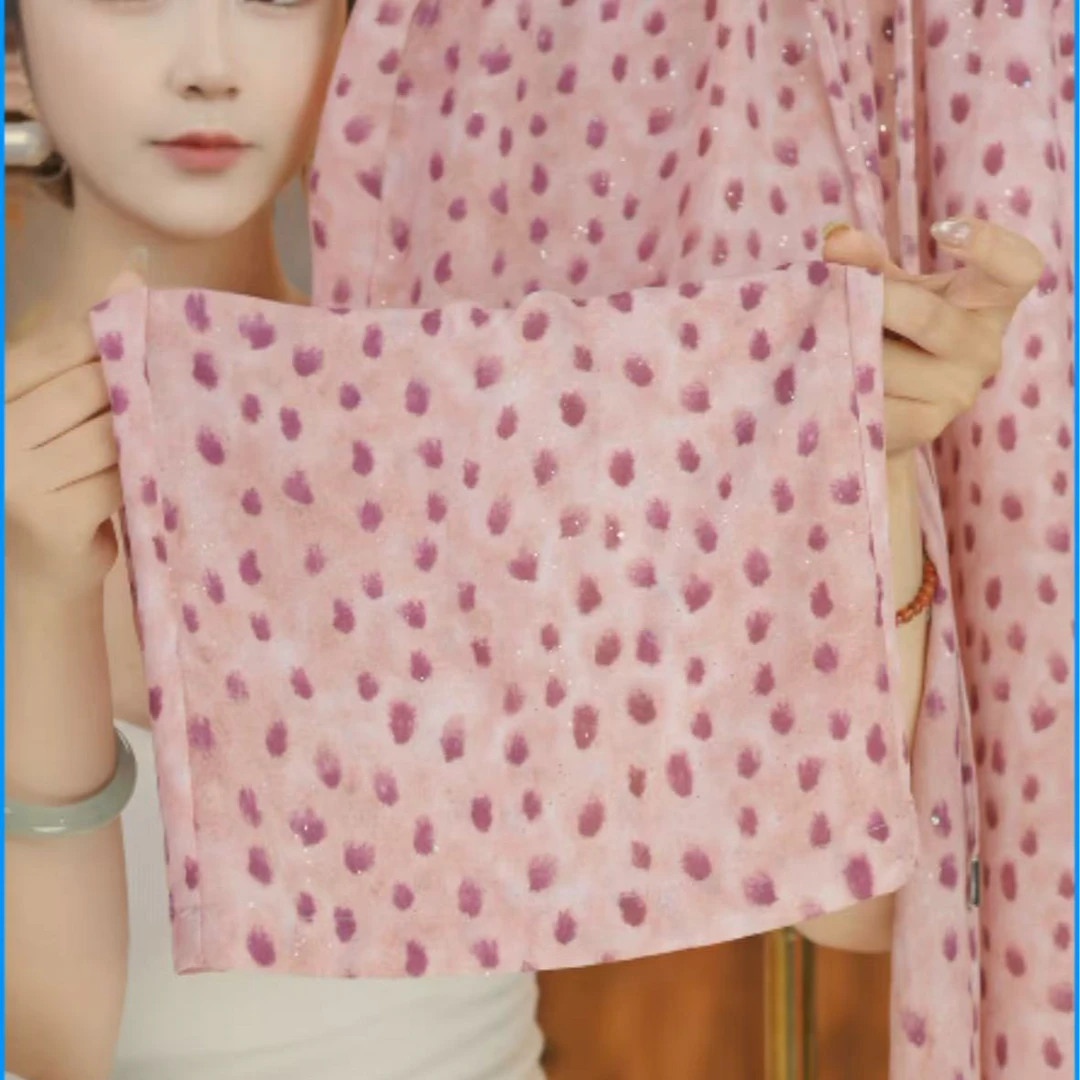 2025夏季新款简约时尚气质百搭宽松遮肉休闲波点直筒裤