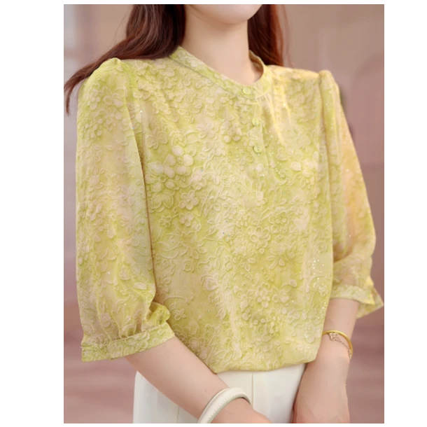 Y1172[高品质]气质优雅时尚碎花衬衫0