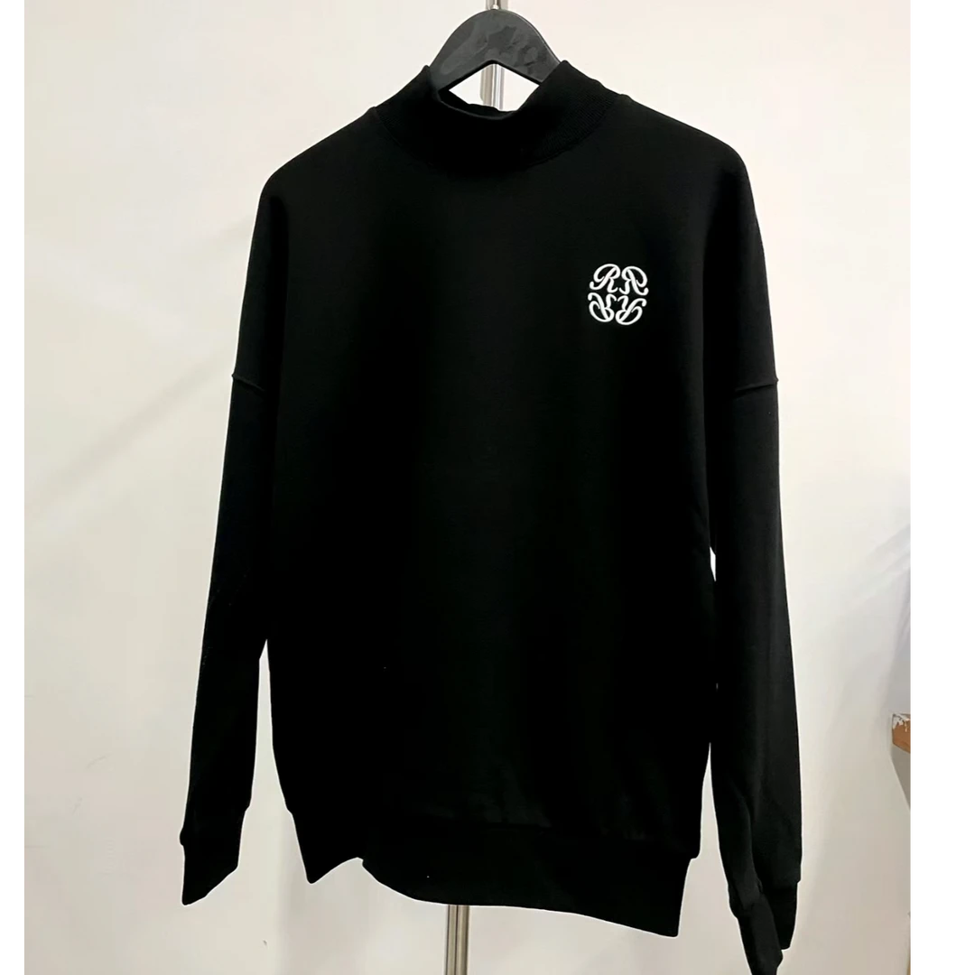 wy137男士黑色百搭厚款胸前刺绣