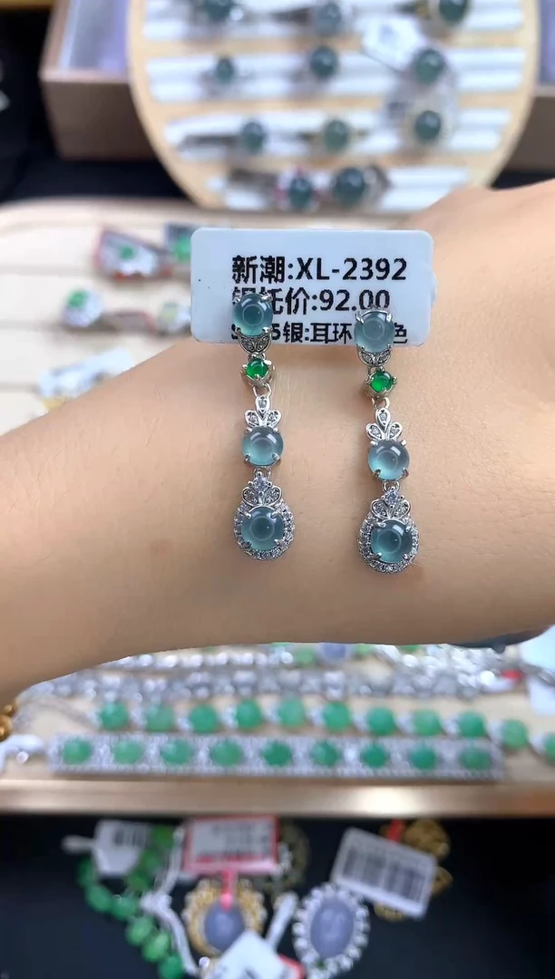 翡翠戒指银S925镶嵌翡翠 蛋面 银S925镶嵌