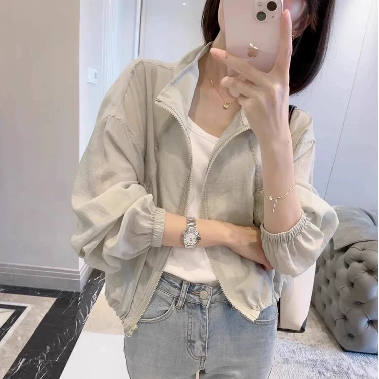 透气短款防晒衣夏季短外套薄款休闲洋气宽松长袖百搭显瘦防晒服