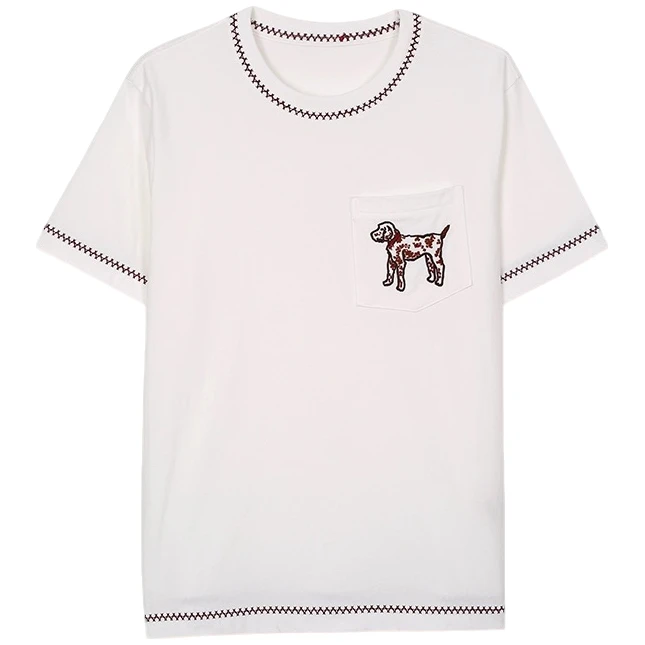 HUAYS  吴千语同款小狗贴袋T恤 YS25042