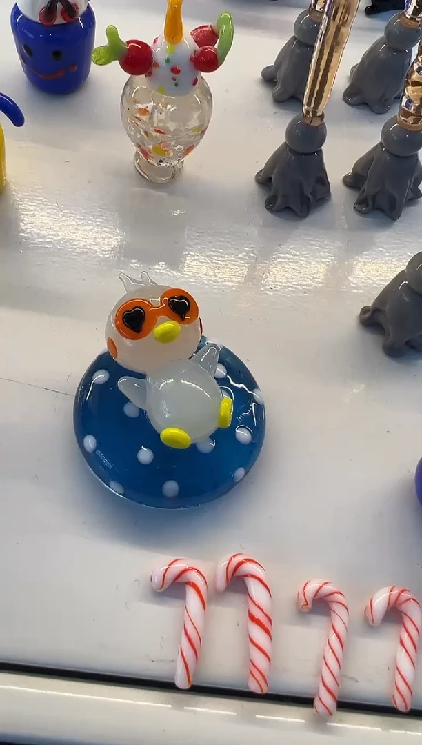 手工艺品琉璃小*泳圈鸭子