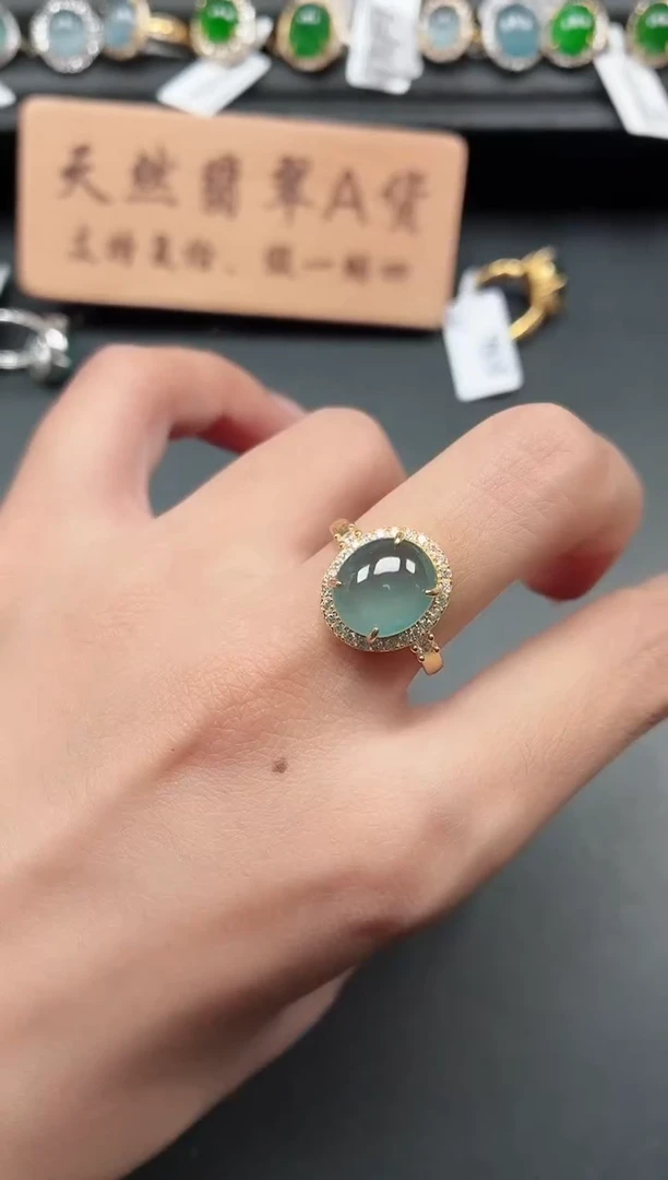 银S925镶嵌戒指翡翠1