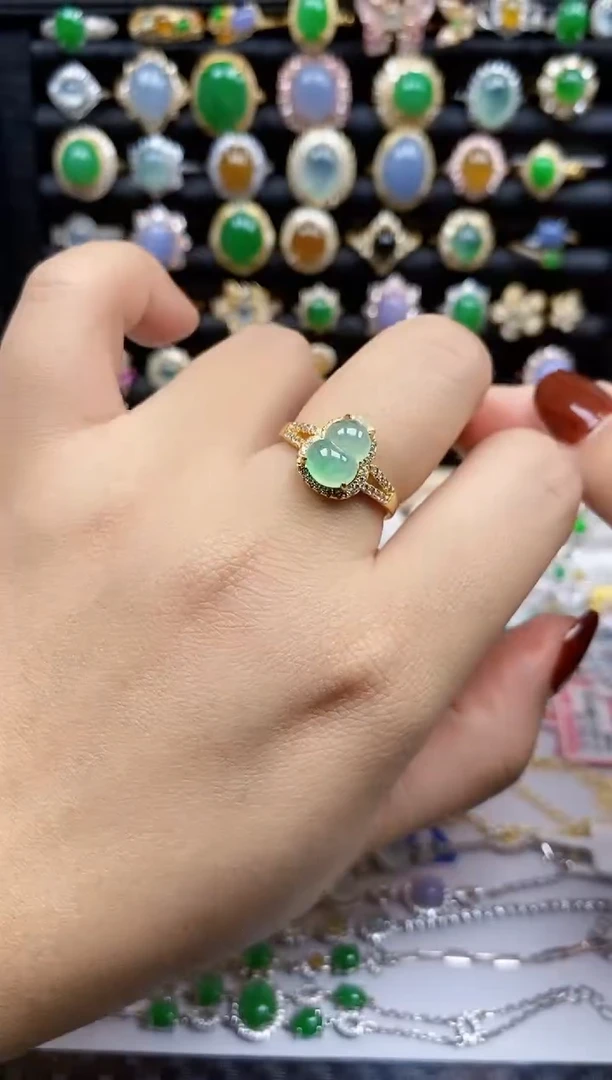 银S925镶嵌戒指翡翠9889