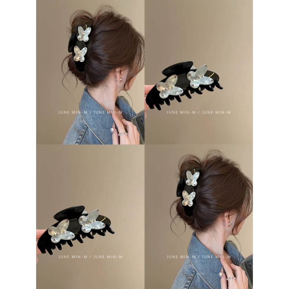 月光捕梦~立体蝴蝶醋酸抓夹设计感ins风鲨鱼夹大号发量多发饰