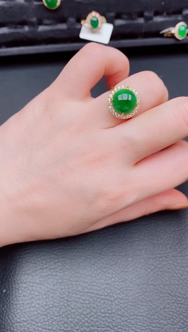 【闪购商品】翡翠戒指银S925镶嵌天然a货翡翠206