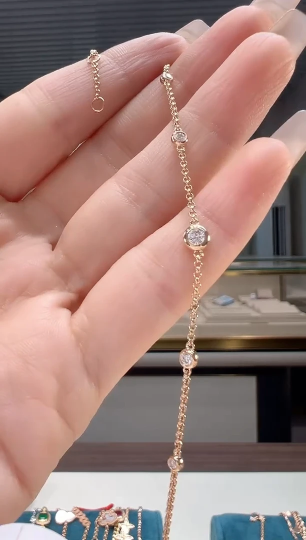 【闪购商品】钻石手链18K金镶嵌泡泡钻石手链