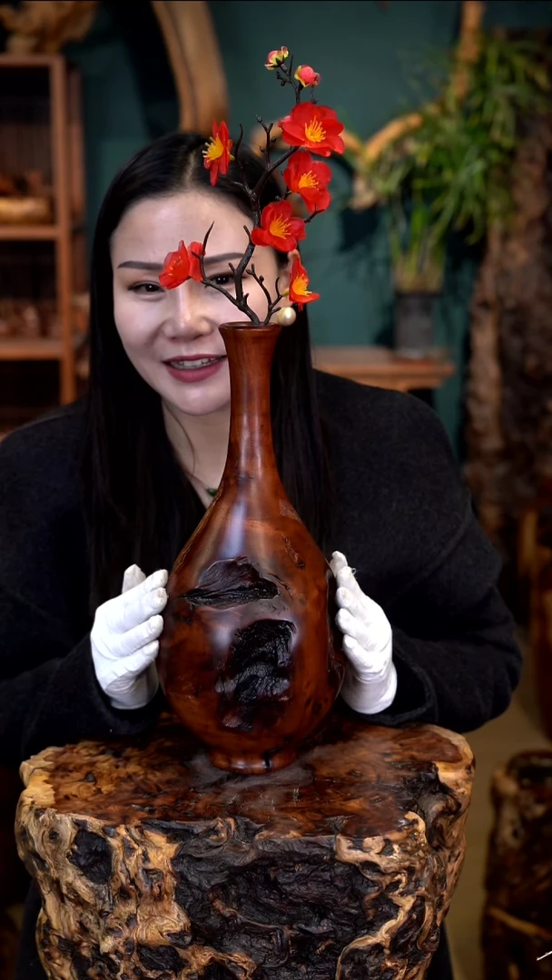 木雷击枣木花器