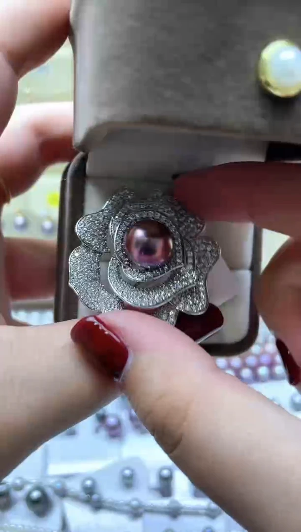 【闪购商品】淡水珍珠胸针银S925镶嵌1