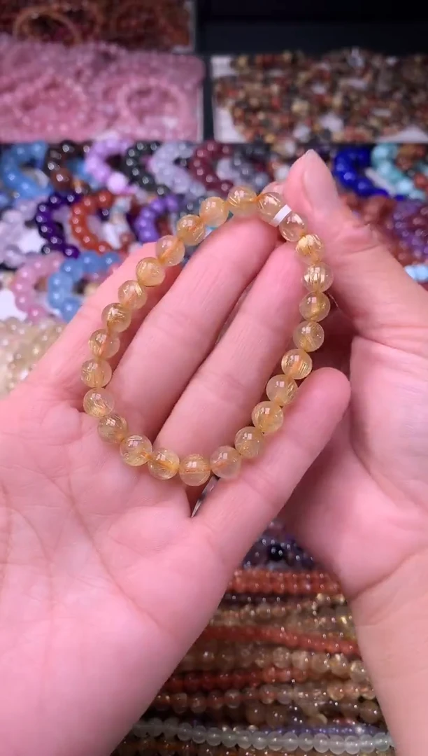 水晶手链未镶嵌糖***甜高品金发晶7m