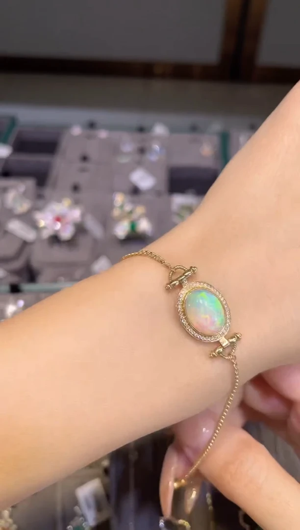 18K金镶嵌欧泊手链   YB