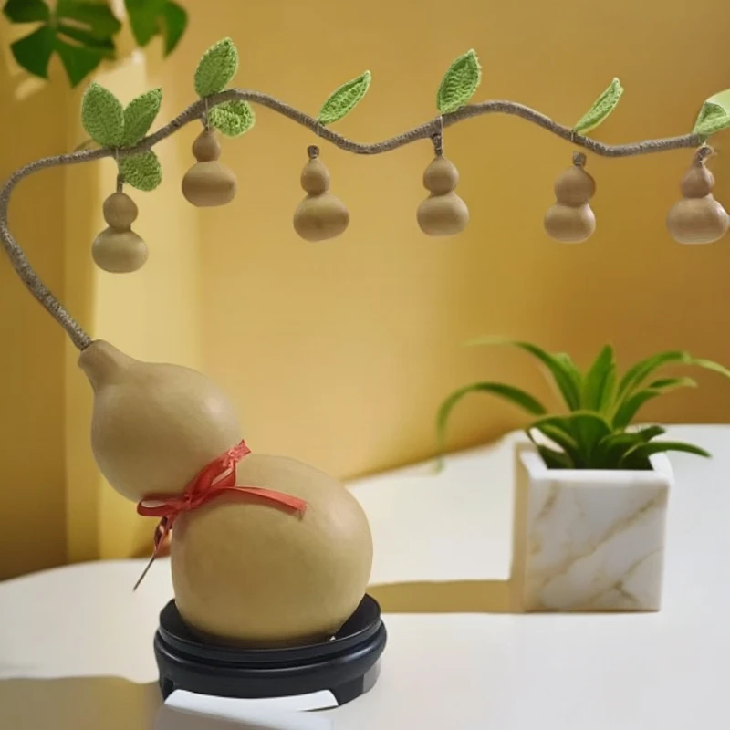 天然葫芦摆件客厅装饰七星高照带底座