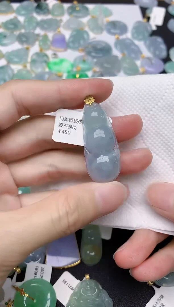 翡翠18K金镶嵌颈饰天然A货翡翠