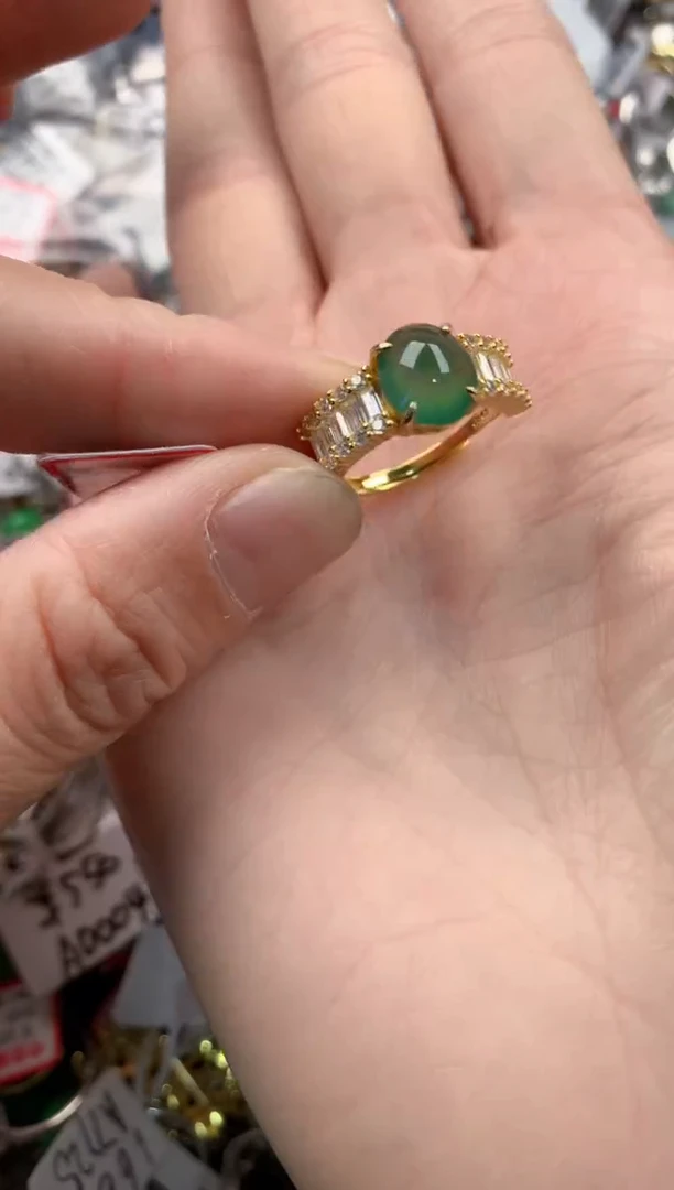 银S925镶嵌戒指翡翠333   5