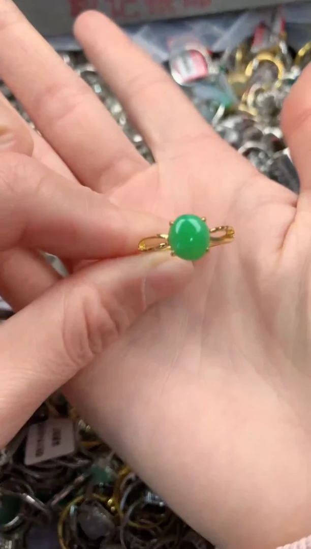 银S925镶嵌戒指翡翠666   5