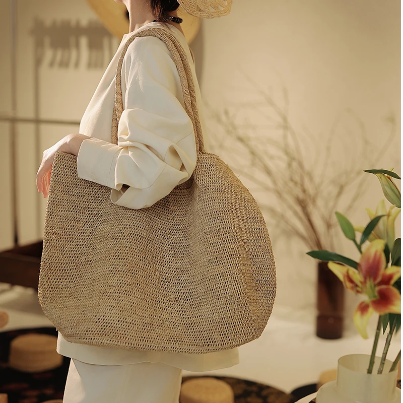 NS拉菲草包女单肩包编织手提包包欧美时尚百搭包小清新韩版休闲