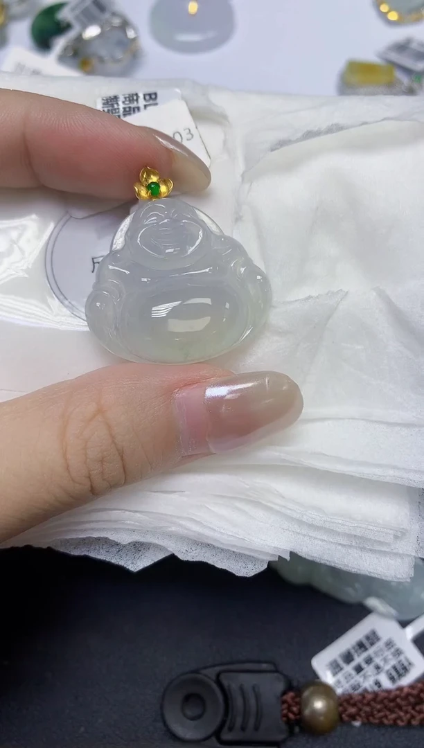 颈饰18K金镶嵌翡翠天然缅甸翡翠A货多样性发一件