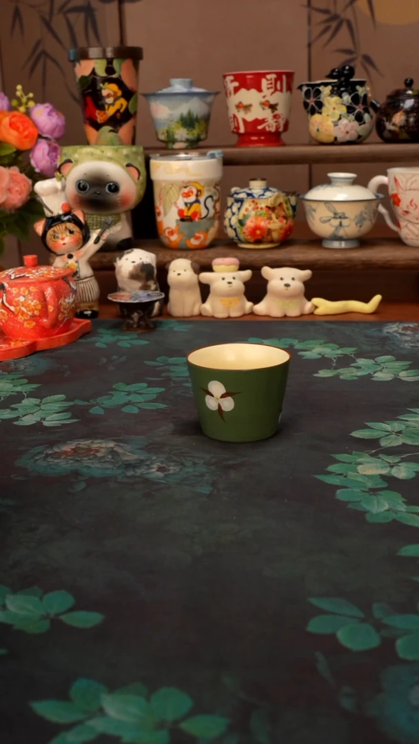 手绘  木棉花猪口杯