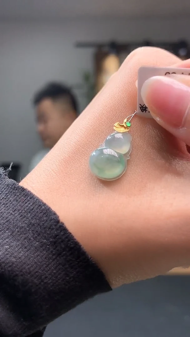 吊坠(不含链)18K金镶嵌翡翠34葫芦1026多样性发货