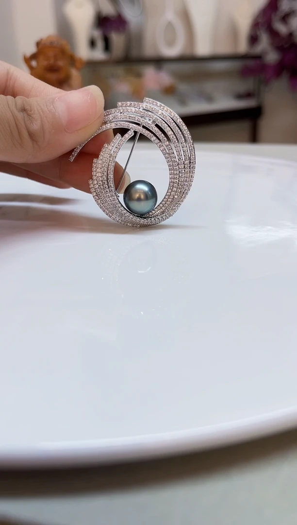 未镶嵌胸针海水珍珠11-12mm