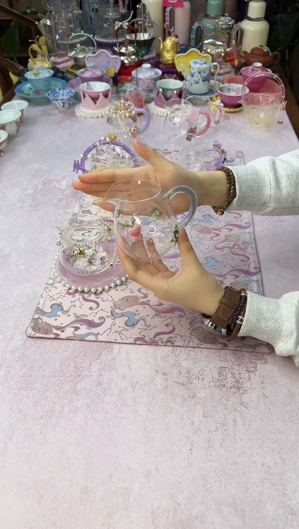 15 蓝金把手掐丝玻璃公杯