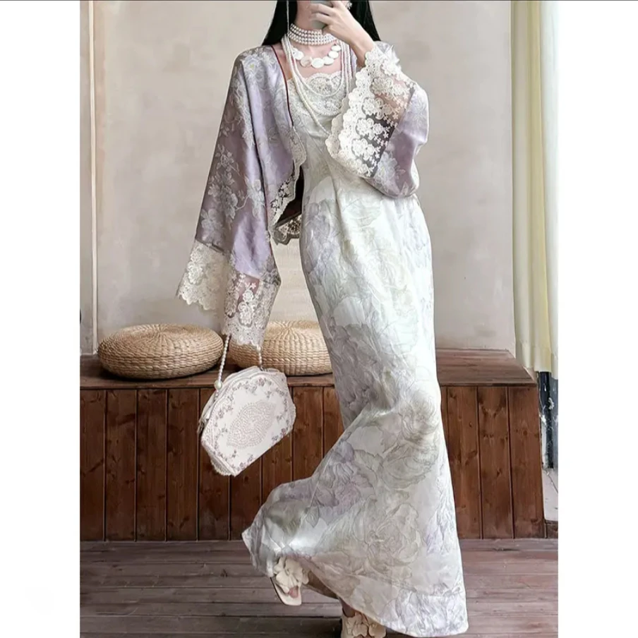 【一昕】自制《紫栀》原创新中式国风清雅老钱风连衣裙套装